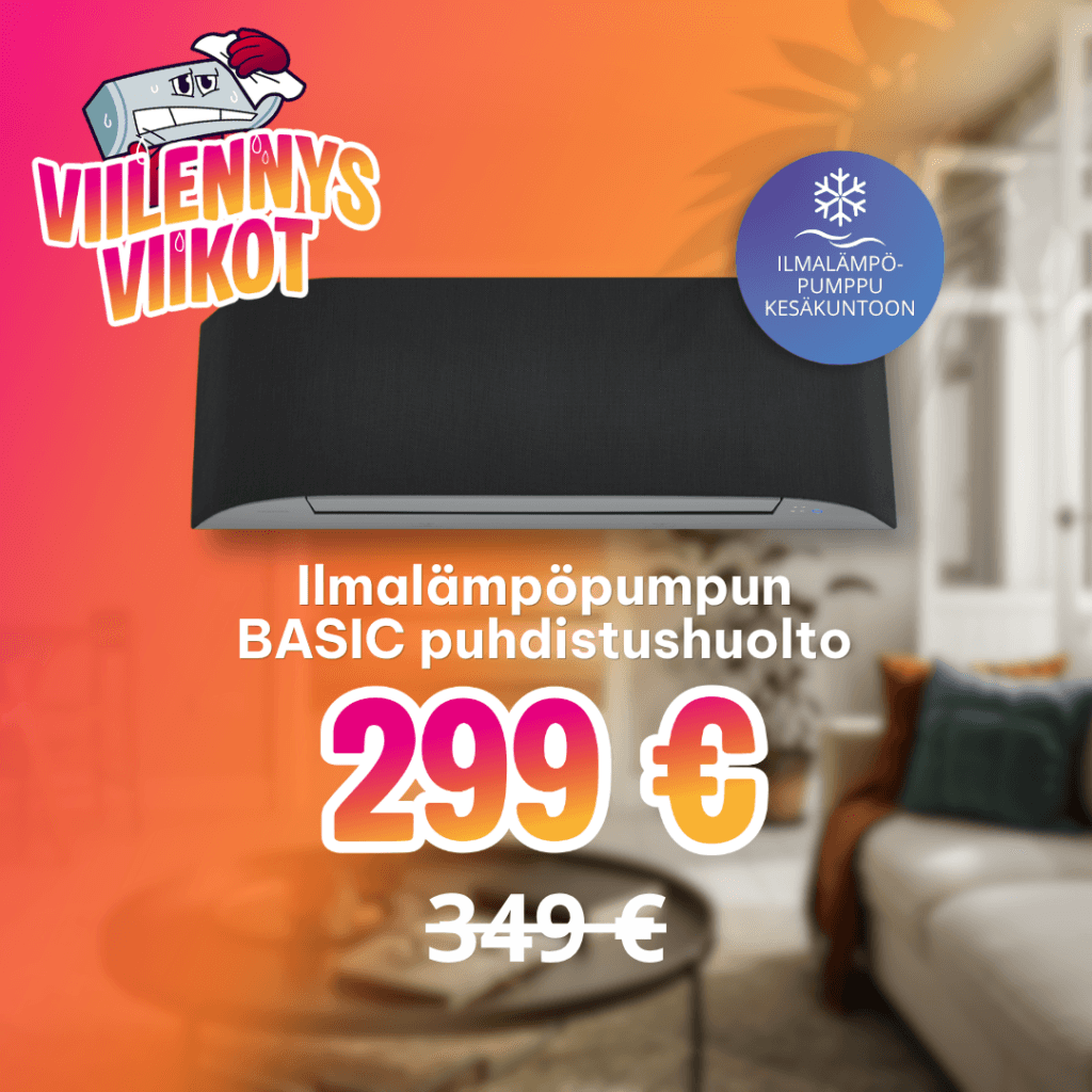 Ilmalämpöpumpun Basic puhdistushuolto tarjous