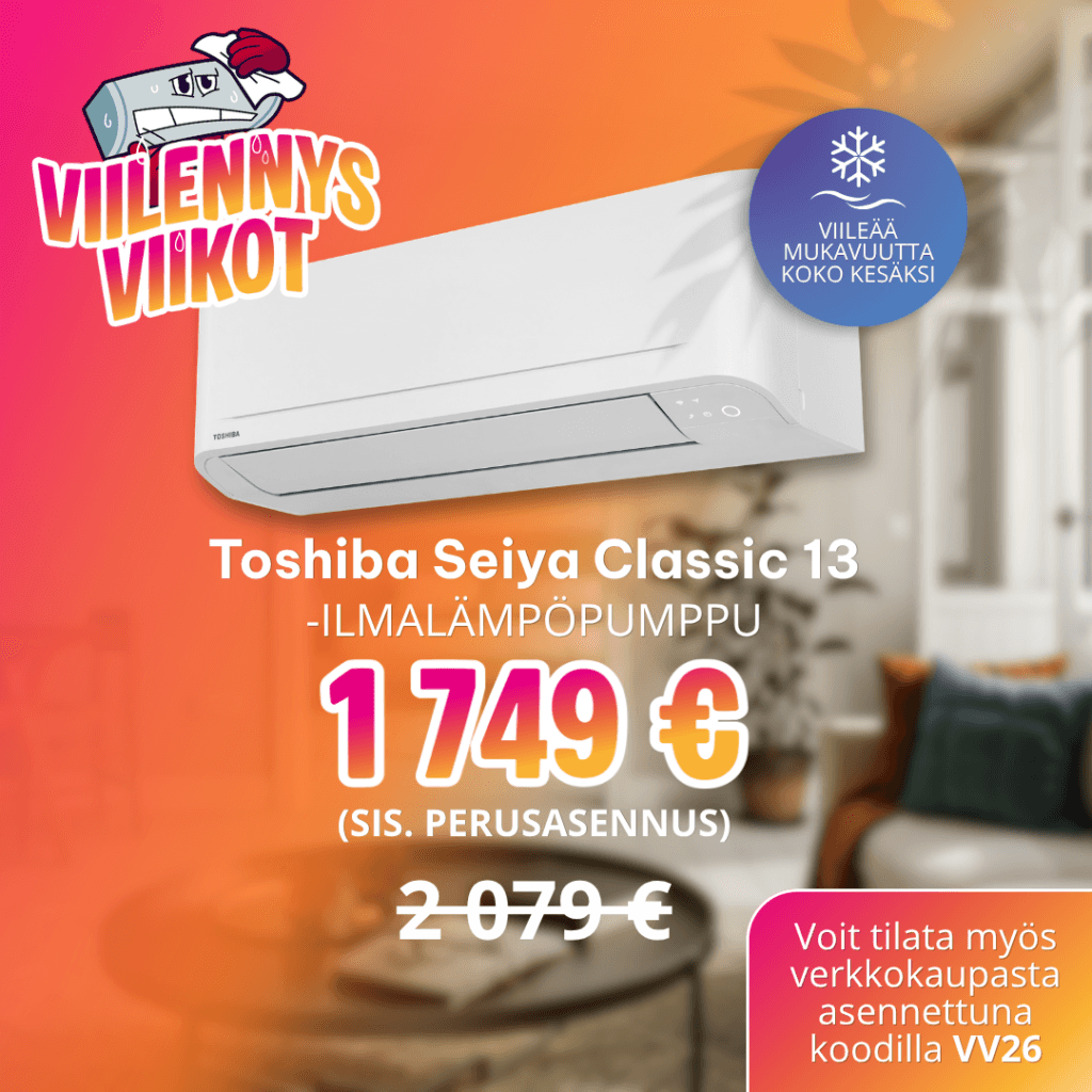 Toshiba Seiya Classic 13 ilmalämpöpumpputarjous