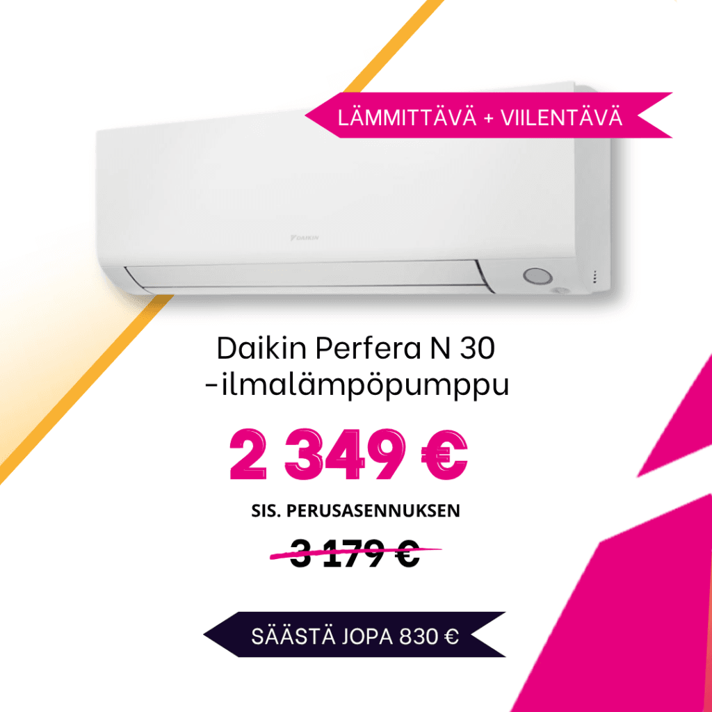 Daikin Perfera N 30 ilmalämpöpumpputarjous LämpöYkkönen VaihtoViikot