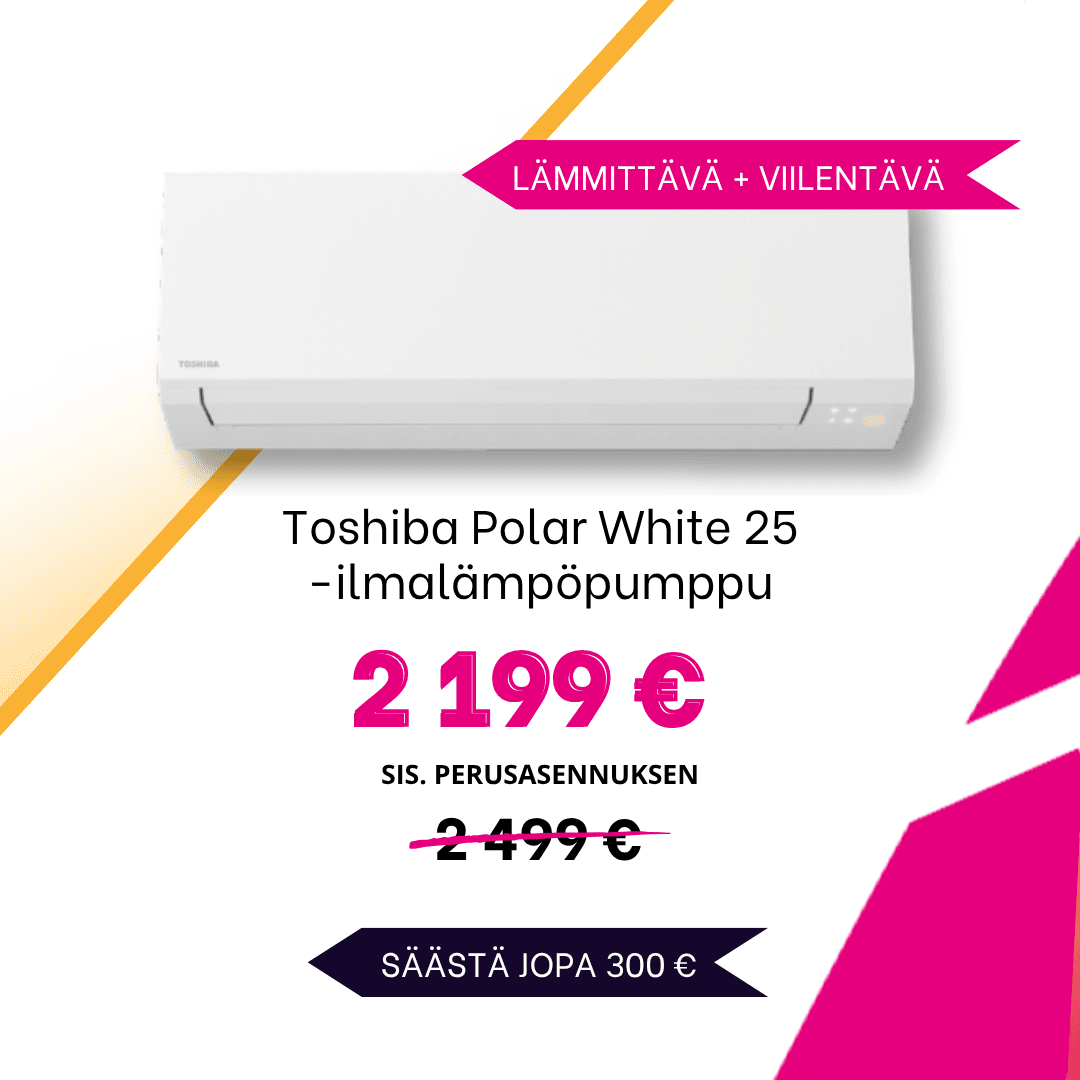 Toshiba Polar White 25 ilmalämpöpumpputarjous LämpöYkkönen VaihtoViikot